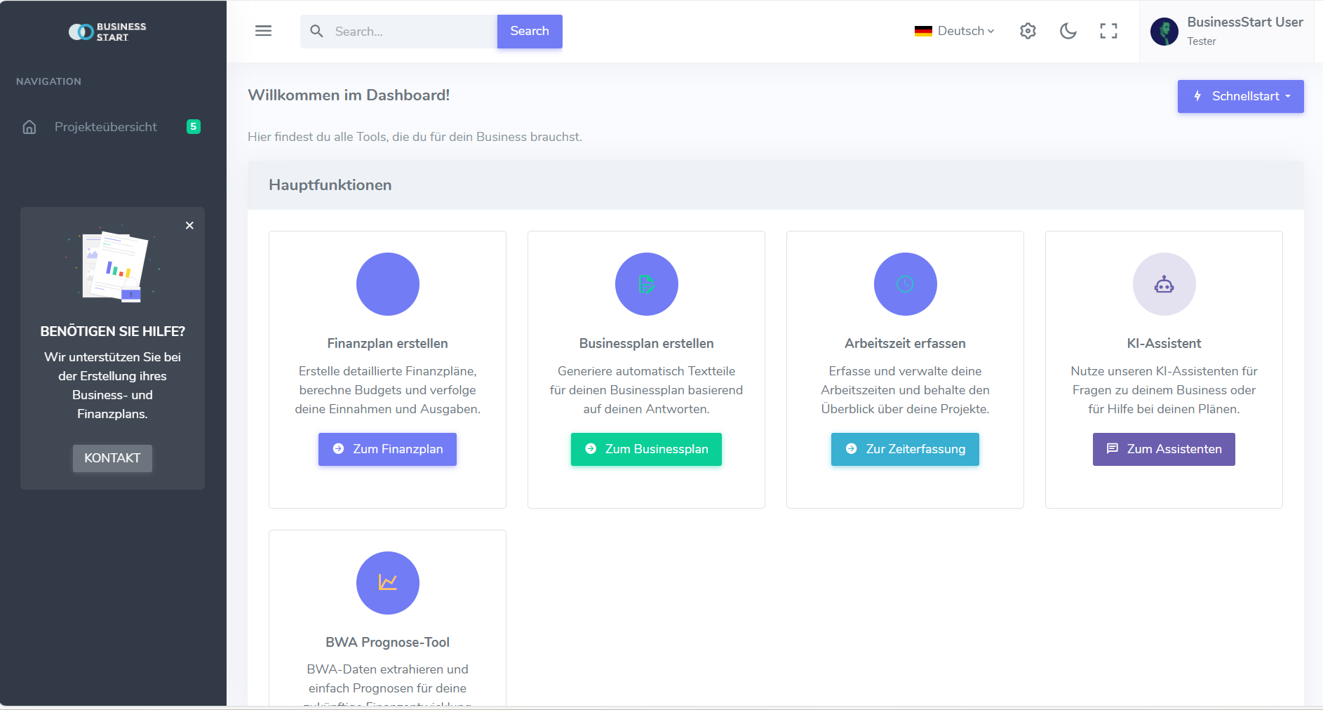 Dashboard Übersicht